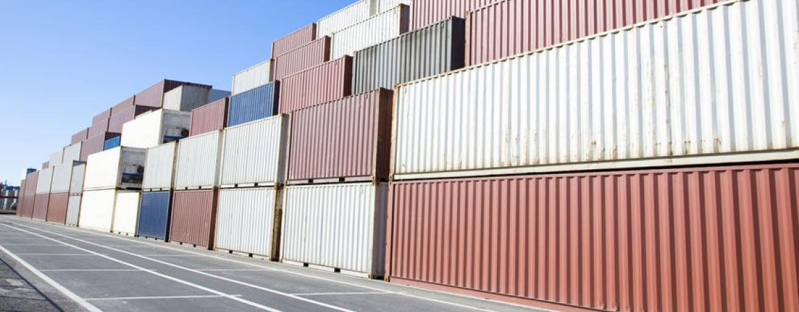 Shipping containers stacked