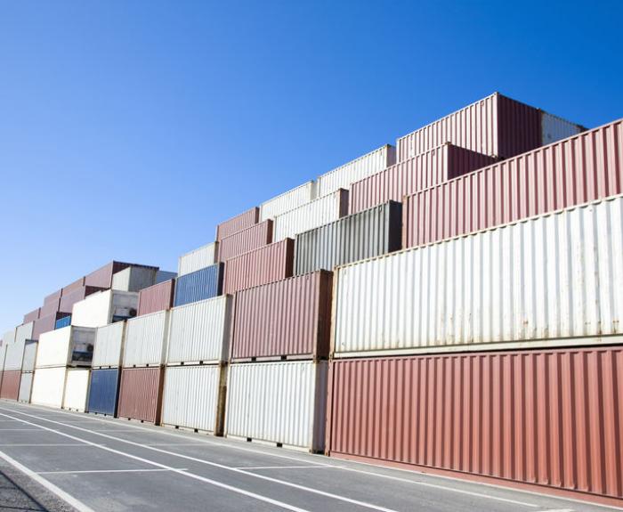 Shipping containers stacked